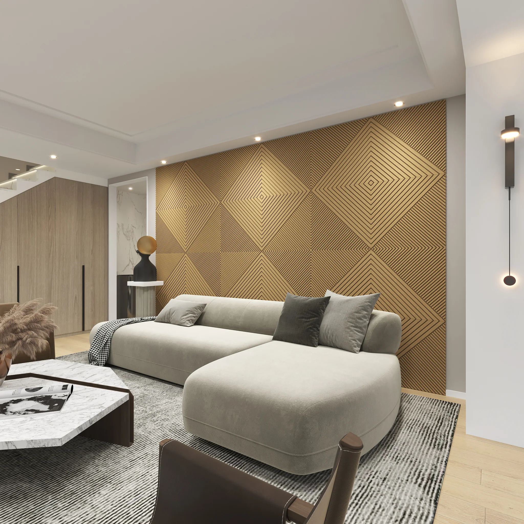 Geometric Acoustic Diffuser Wall Panels: Customizable Art - Image 3