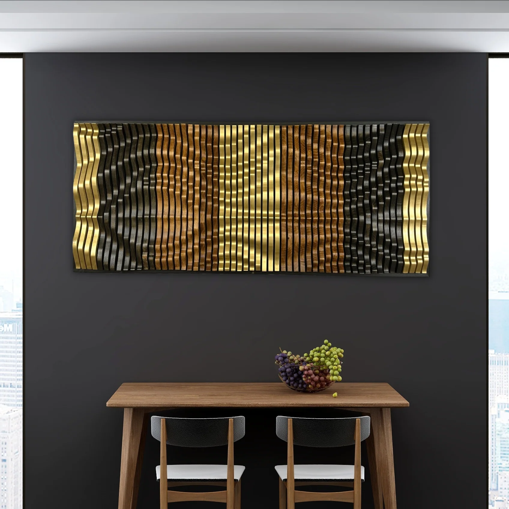 Solid Wood Acoustic Wall Art Panel - Golden Reverie Design